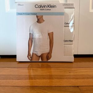 Calvin Klein White Cotton Crew Neck Tee (set of 3)